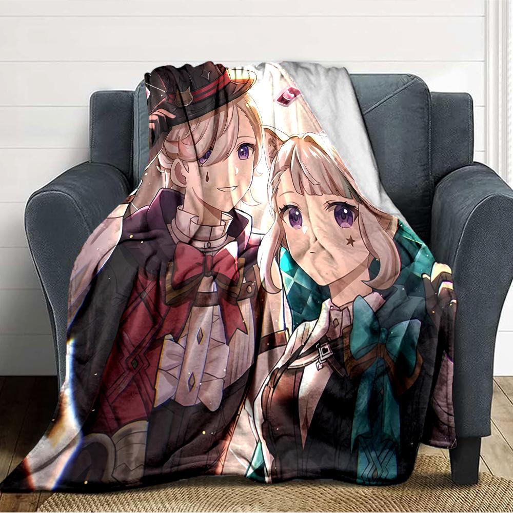 1pc Genshin Impact Lyney Lynette Blanket, Gift, for Men and Women, Soft Blanket, Good for Sofa Bed Couch Travel, Lightweight Flannel Blanket