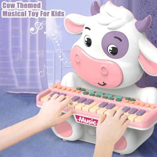 Электронная игрушка-пианино в виде коровы с 24 клавишами для малышей, мальчиков и девочек, обучающий мультфильм «Молочный скот»