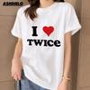 TWICE T Shirt Women Kpop Summer Short Sleeve Tee Korean Fashion Harajuku Aesthetic Cartoon Letter Printed Streetwear Y2k T-shirt