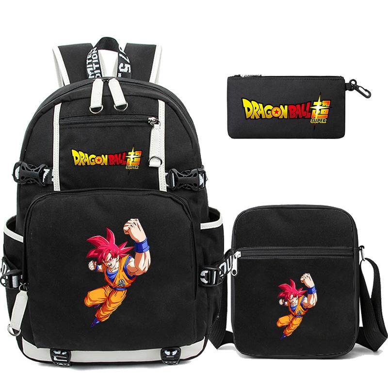 3Pcs/set Anime Dragon Ball Laptop Backpack Unisex Bagpack with Lunch Handbag for Girl Boy Teenager Schoolbag Men Women Leisure Bag Rucksack Mochila