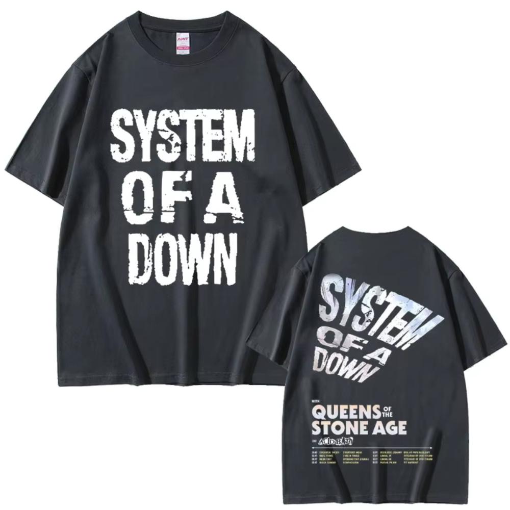 Ограниченная серия футболок System of A Down Тур 2026 Мужские Женские Рок Винтаж Оверсайз Футболки Мужские Повседневные Хлопковые Футболки с Коротким Рукавом