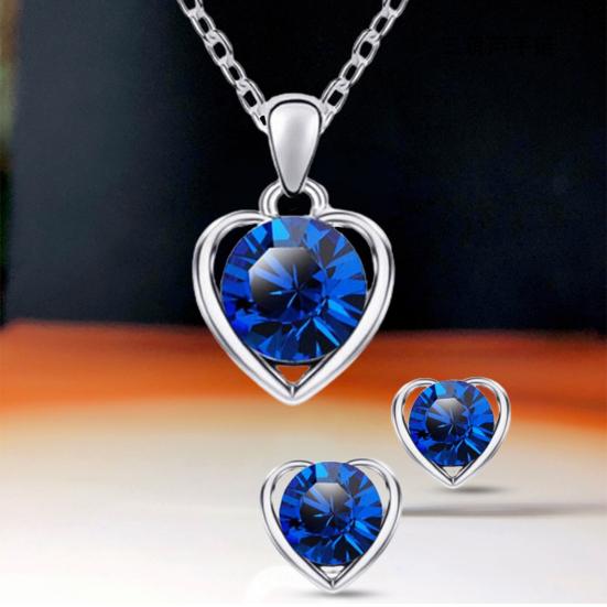 4 шт./компл. комплект свадебных украшений, винтажный блестящий привлекательный искусственный кристалл, ожерелье с сердечком любви, серьги, кольцо