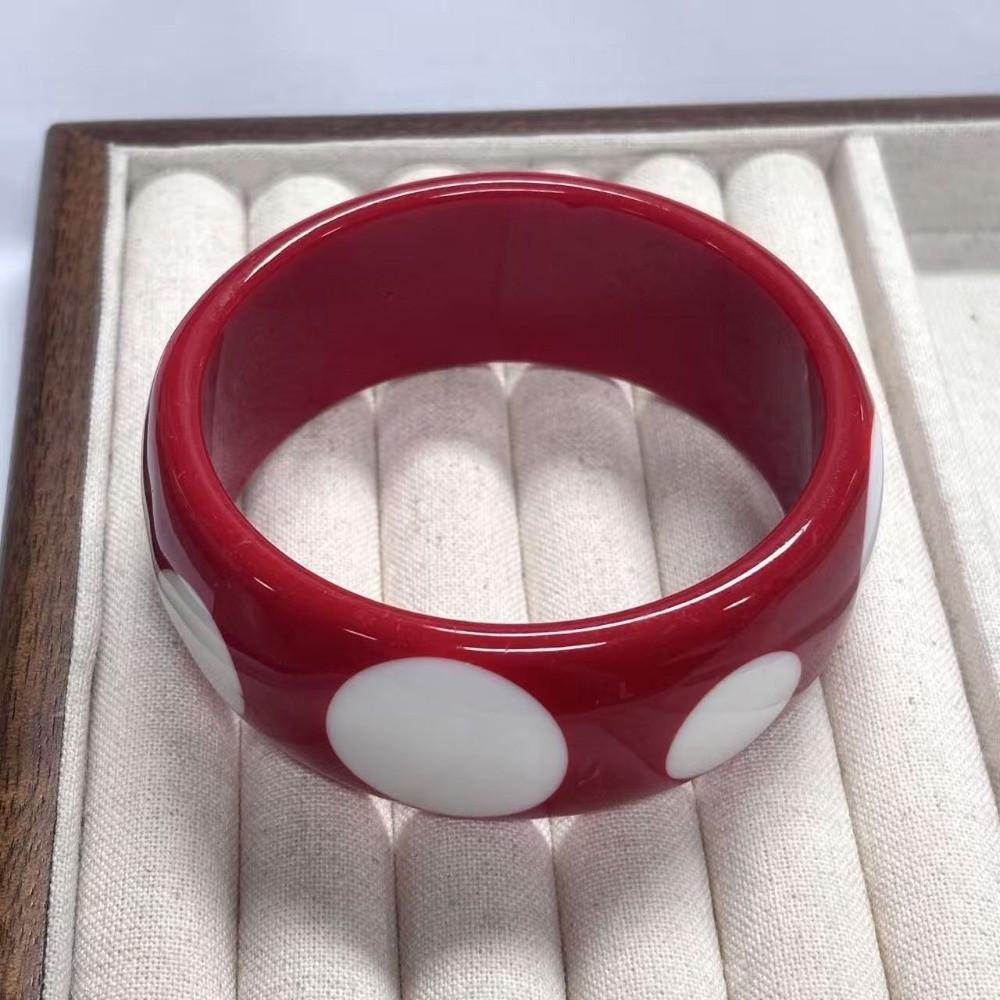 Hip Hop Resin Polka Dot Bangles Round Wide Candy Color Bracelets Fashion Jewelry  Unisex