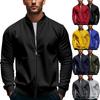 Spring and Autumn Men's Stand Collar Jacket Solid Color Leisure Sports Long Sleeve Zipper Coat Straight Tube Large Size