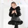 Christmas Winter Thick Warm Girls Leather Jacket Kids Soild Color Plush Stand Collar Hooded Coat