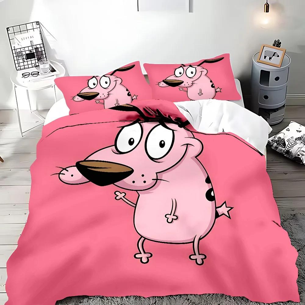 Покрывало Наволочка Комплект Постельного Белья Courage the Cowardly Dog для Детей Девочек Мальчиков Спальни Подарок Односпальный Двуспальный Большой Размер