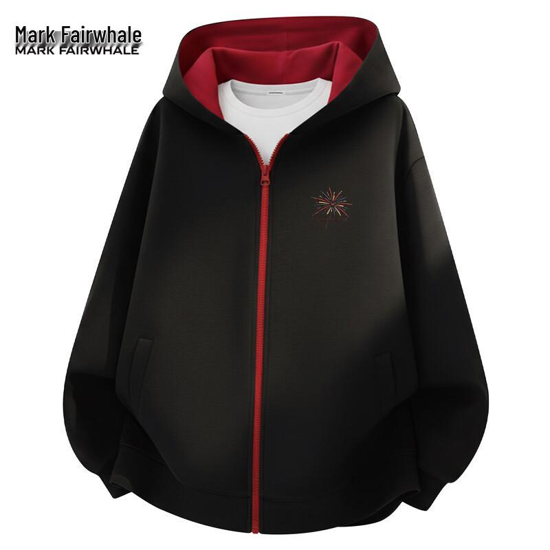 MARK FAIRWHALE Men's Casual Color-Block Hooded Cardigan Hoodie