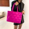 Women's Monochromatic Shift Bag  Large Capacity  Cotton Bag  Diamond Shoulder Bag  Elegant  Winter