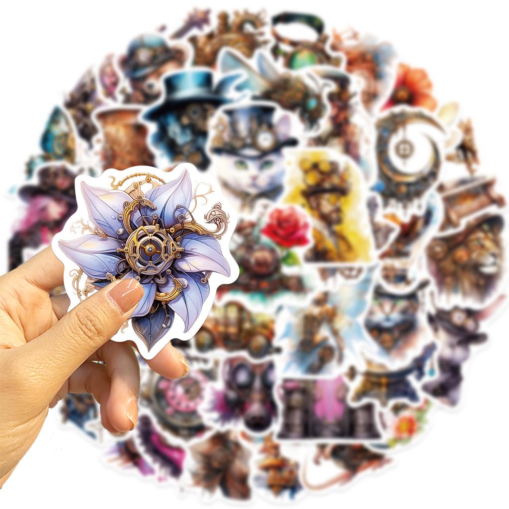 50 Акварельных Стимпанк Граффити Наклеек Гитара Ноутбук Чемодан Сделай Сам Водонепроницаемые Наклейки
