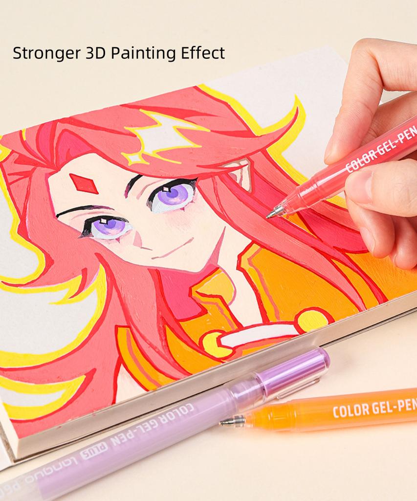 Large Capacity 36/54 Colors 3D Acrylic Painting Gel Pens Set Student Hand Account,Painting,Graffiti, Stacked Colors Art Supplies