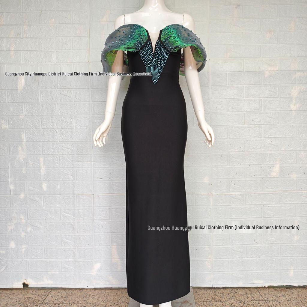 2025 Элегантное французское вечернее платье с бисером и жемчугом на бретелях-бинтах