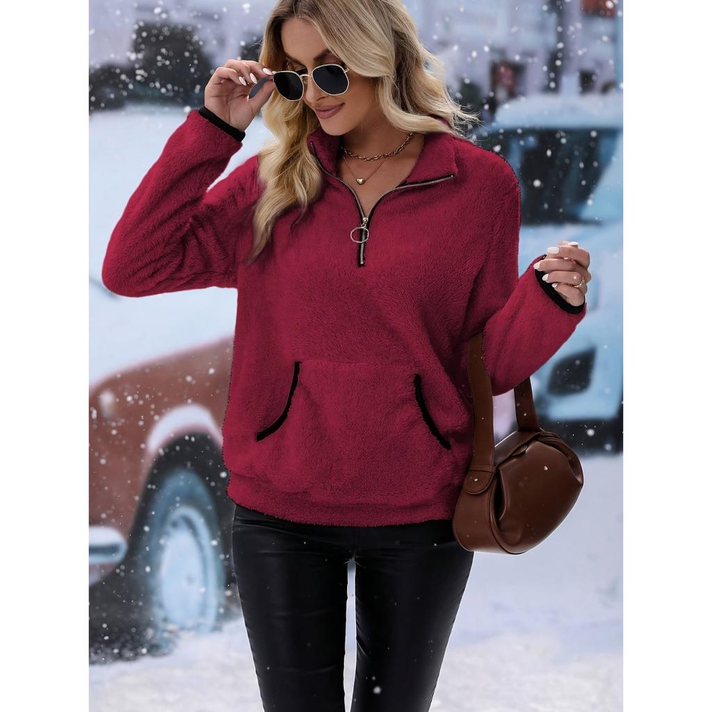 Плюшевая толстовка с полумолнией 2026 - Уютная флисовая толстовка с карманом-кенгуру, Идеально для прогулок с собакой и походов за кофе, Athflow