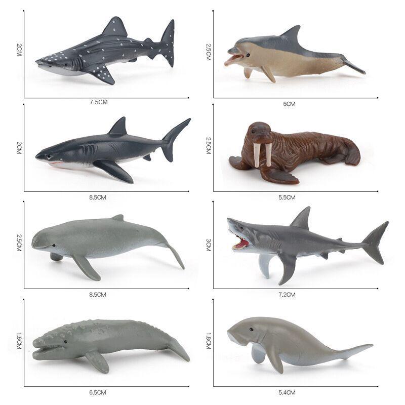 Children's Marine Animal Model Set: Mini Whale, Shark, Dolphin, Turtle, Sea Lion