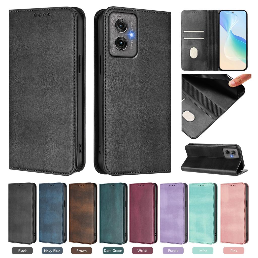 Магнитный кожаный кошелек-книжка для Motorola Moto G86 G56 G85 G75 G55 G45 G35 G15 Power G15 G06 G05 с карманом для карт