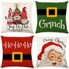 Christmas Pillow Cover Polyester Printed Santa Claus Home Sofa Cushion Cover Pillow