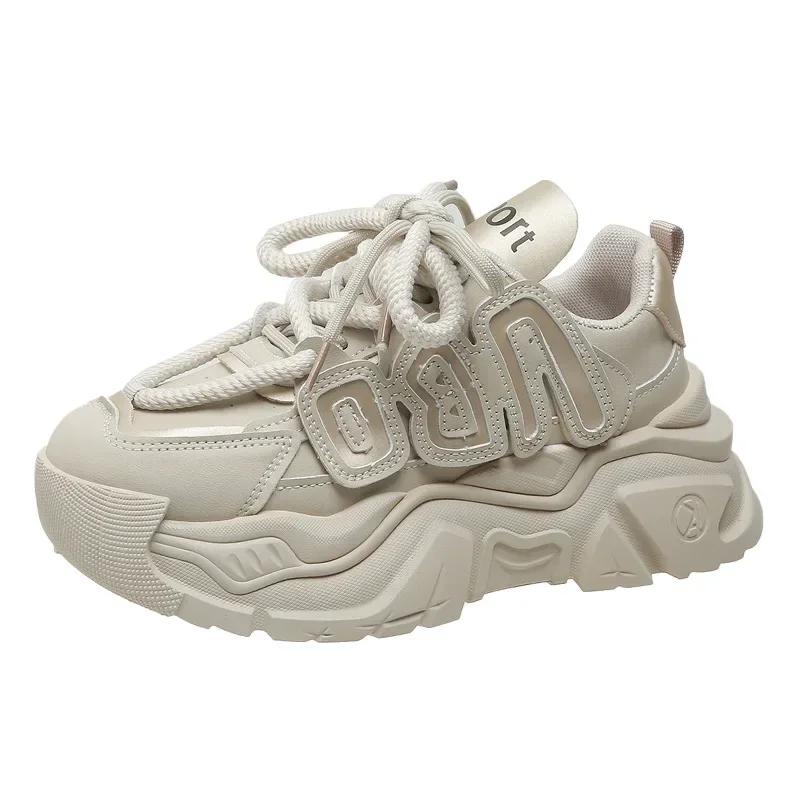 Женские кроссовки на толстой платформе, модные, осенние, новые, черные, на платформе, кроссовки для женщин, нескользящая, толстая подошва, спортивная обувь