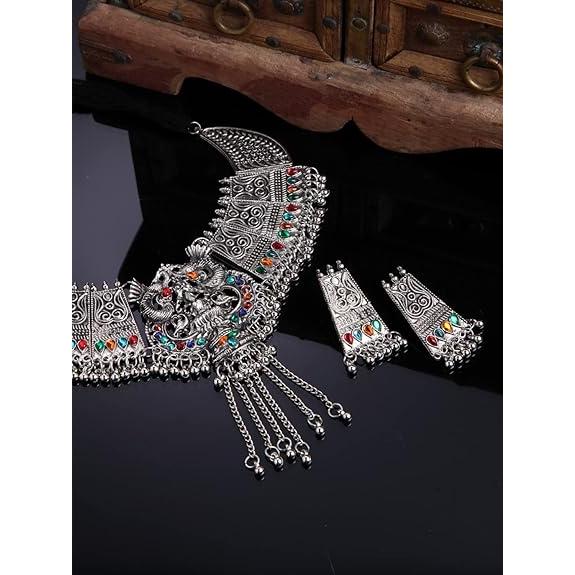 Модный новейший стильный традиционный набор украшений из окисленного серебра для женщин