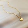 Gold Plated Love Heart Necklace For Women Man Pendant Hanging Chain Choker Necklace Valentine'S Day Gift Jewelry