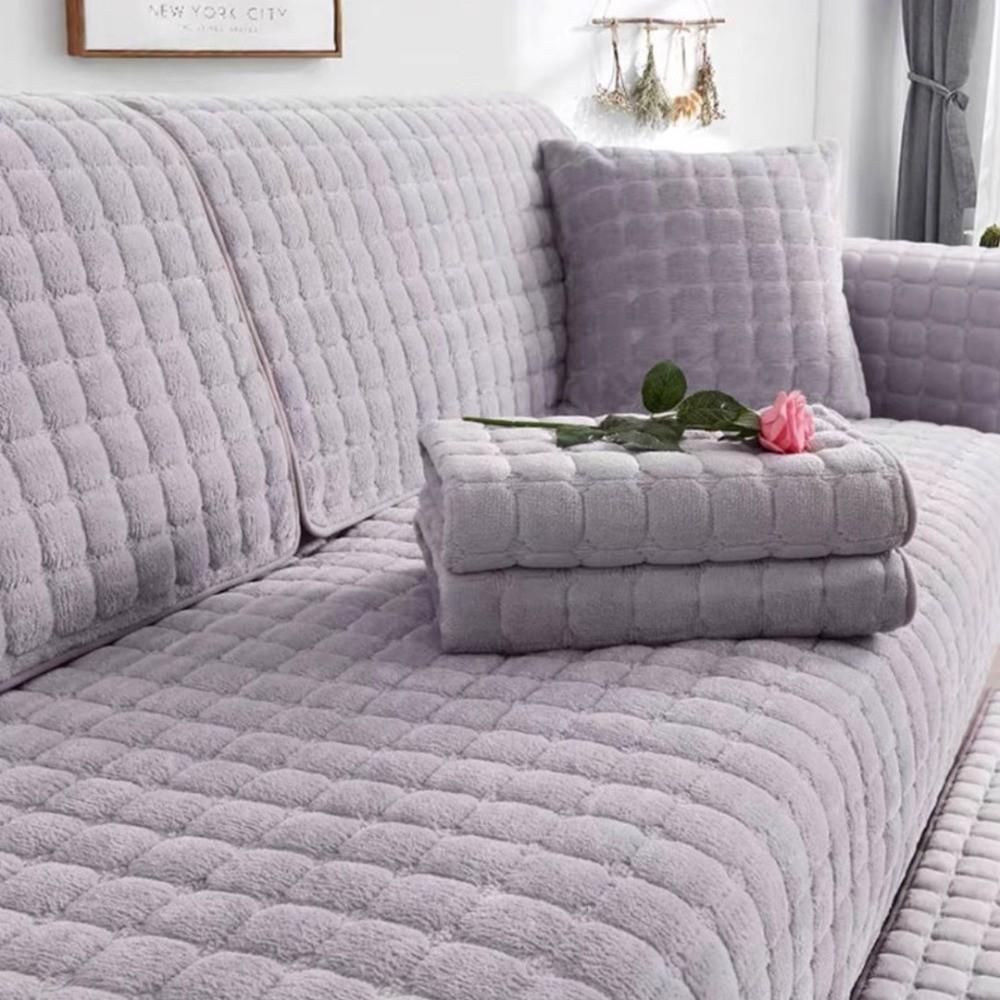 Anti-Slip Quilted Sofa Cover Check Pattern Furniture Protector New Couch Slipcover Home Decor