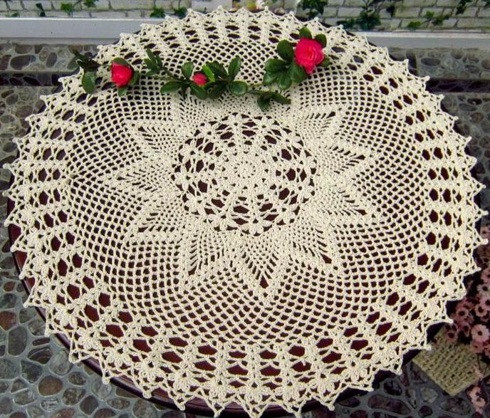 60cm Vintage Handmade Crochet Lace Tablecloth Cotton Sofa Cover And Coasters Set Shabby Chic