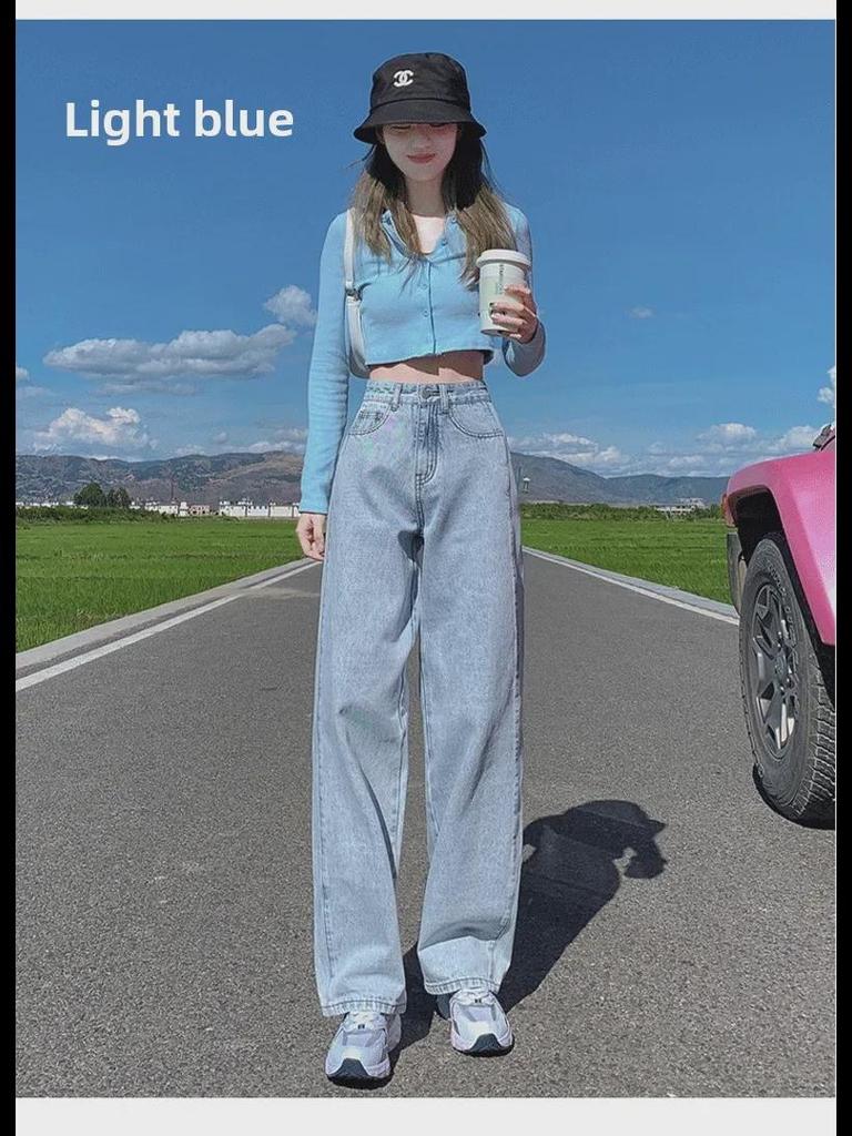 Женские джинсы с высокой талией, черные и серые, широкие — облегающие, свободные, универсальные, весна 2022 года