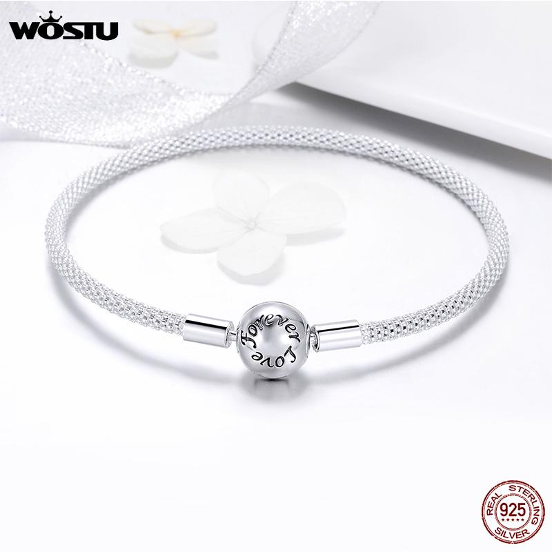 WOSTU 100% Серебро 925 Пробы Оригинальные Браслеты Снежинка Голубые Глаза Циркон Цепочка Подходят для Женского Браслета и Браслета-Манжеты Роскошные Украшения