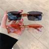 Gradient Rectangle Sun Glasses UV400 Driving Shades Vintage Frameless Eyewear  for Women & Men