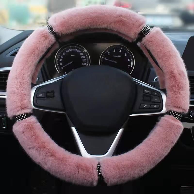 38 см Имитация меха норки Чехол на руль автомобиля Теплый плюшевый с стразами Эластичная ручка Тепло Роскошные чехлы на руль