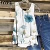 Women's Fashion Casual Summer Spring Flower Pattern Print Sleeveless U-Neck Blouses & Shirts