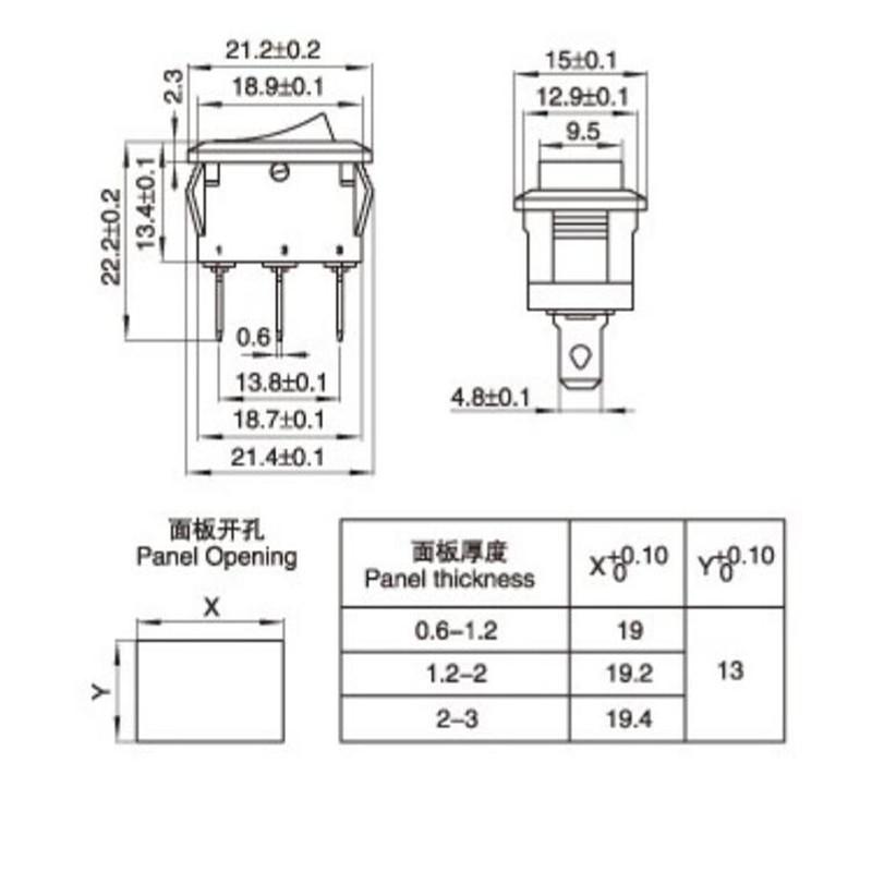 5 шт. 2-контактный кулисный переключатель для лодки, 6A/250 В переменного тока, 10 А, 125 В переменного тока, 15*21 мм, кнопка для приборной панели автомобиля, грузовика, фургона, квадроцикла, дома