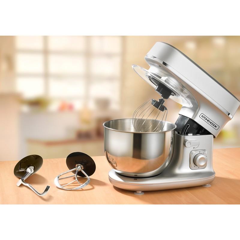 KitchenCook Робот-тестомес 5 л - 1300 Вт - 6 скоростей - Съемная чаша из нержавеющей стали - Крюк для теста - Венчик