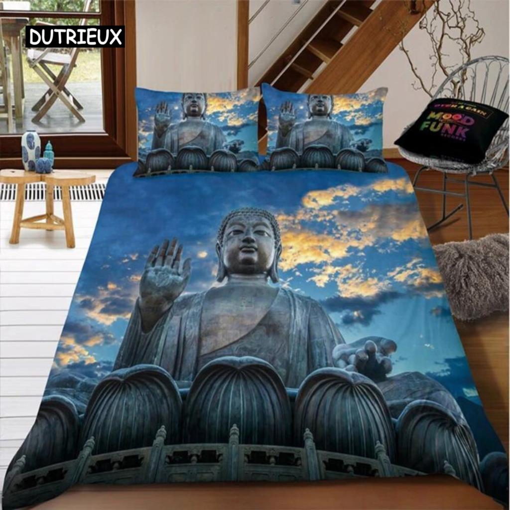 Комплект постельного белья с изображением Будды, цветной каменный комплект постельного белья для подростков, взрослых, размер Queen King, двуспальный, полиэстер, пододеяльник