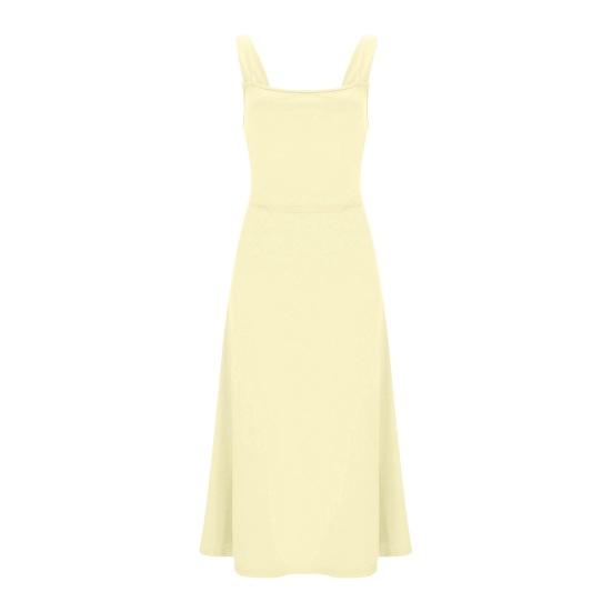 Летнее платье миди с квадратным вырезом, без рукавов, струящееся подол, с открытой спиной, однотонное, с высокой талией, платье миди для свиданий, выпускного вечера, вечеринки