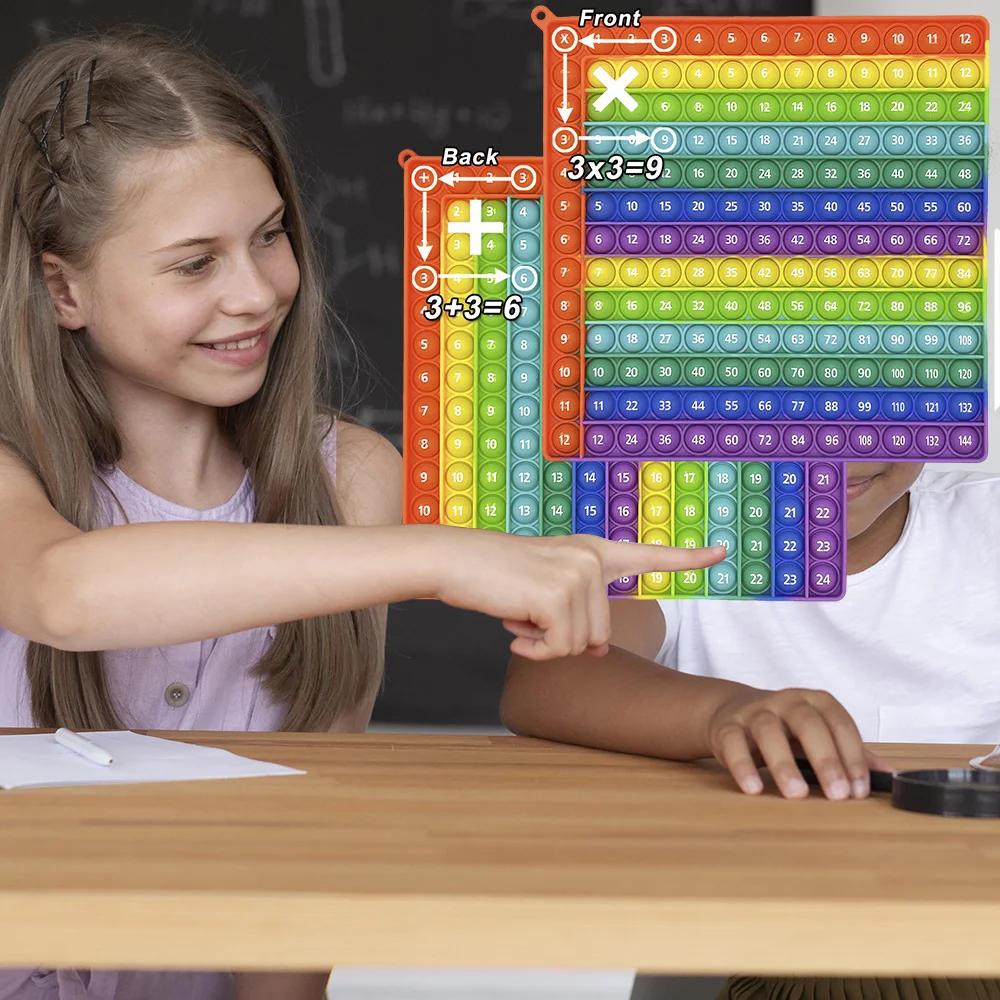 Таблица умножения и сложения 12x12, Считалки-игрушки-антистресс, Силиконовые пупырки для изучения математики и чисел, Развивающая игрушка для детей