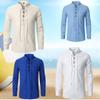 New Men's V-neck Shirt T-shirt Fashion Vintage Thin Long Sleeve Top Men Casual Breathable Viking Front Lace Up Man Beach Shirts Yasheng