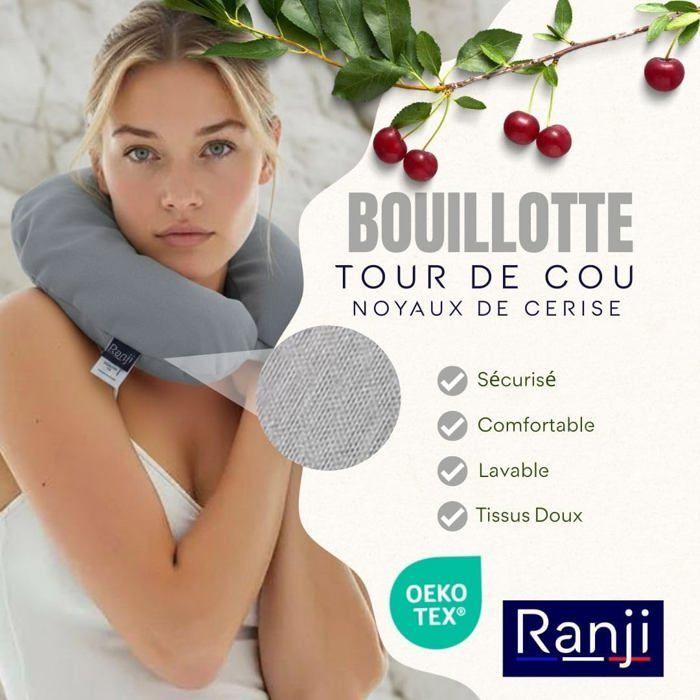 Tour de Cou Chauffant Noyaux de Cerise Micro-Onde | Bouillotte Cervicale | Coussin Chauffant Naturel, Lavable & Réutilisable