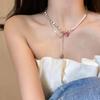 Корейское ожерелье с подвеской в виде сердца из жемчуга и циркония для женщин и девочек, колье с цепочкой в стиле панк, асимметричное ожерелье с ключицей, эстетика Y2K