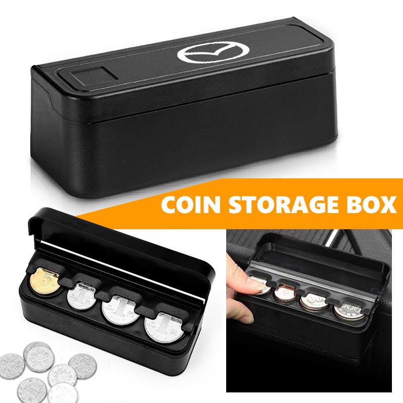 For Mazda Car Center Console Coin Box with Lid Dustproof Coin Dispenser Organizer Axela Speed 6 CX3 CX4 CX5 CX7 CX8 CX9 MS Demio f1