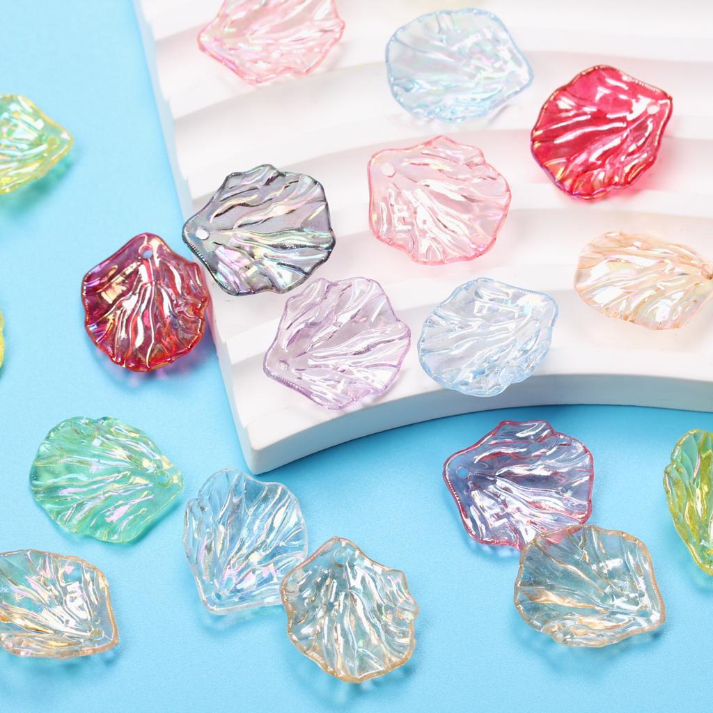 Hanmade Cabbage Leaf Petal Beads Handmade Material Acrylic with Holes for Jewelry Making AB Colorful 10pcs/bag 18*21mm Fashion