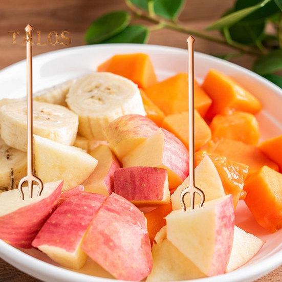 Вилка для торта, легко чистящаяся, многоцветная, прочная, металлическая вилка для фруктов из нержавеющей стали, товары для дома