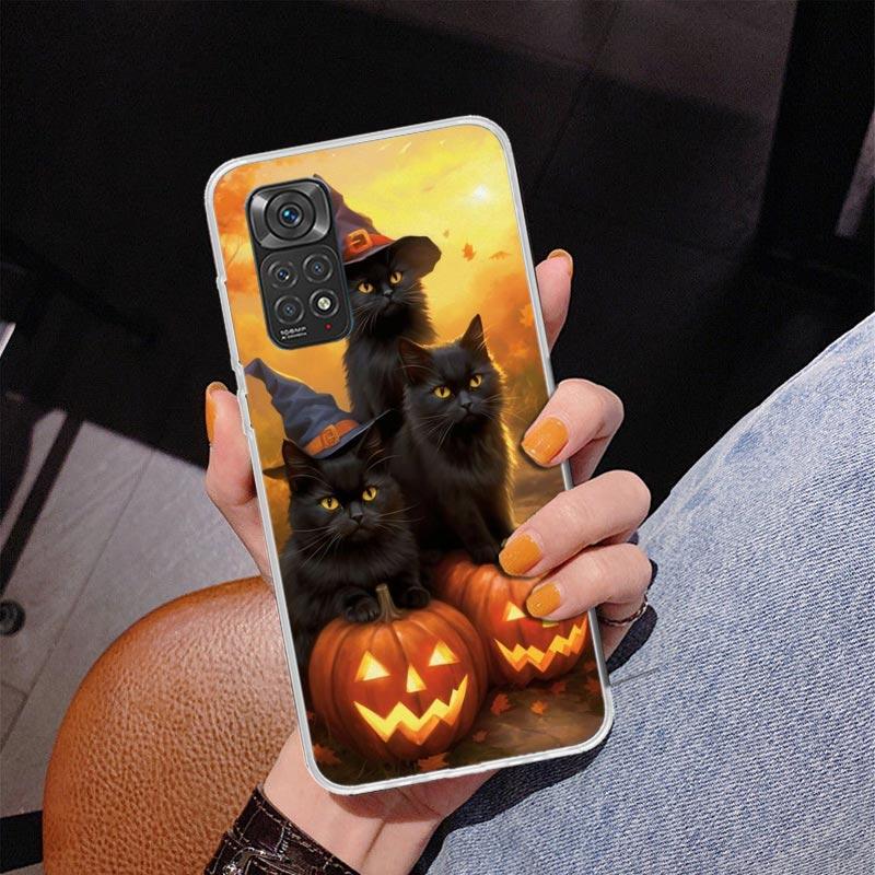 Black Kitten Halloween Pumpkin Phone Case For Xiaomi Redmi Note 15 14 13 12S 12 11 Pro Plus 14S 11S 11E 10 10S 11T 5G Personaliz