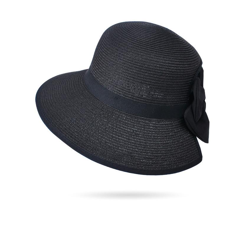 Летняя соломенная шляпа для женщин с широкими полями и ленточным бантом для пляжа и защиты от солнца