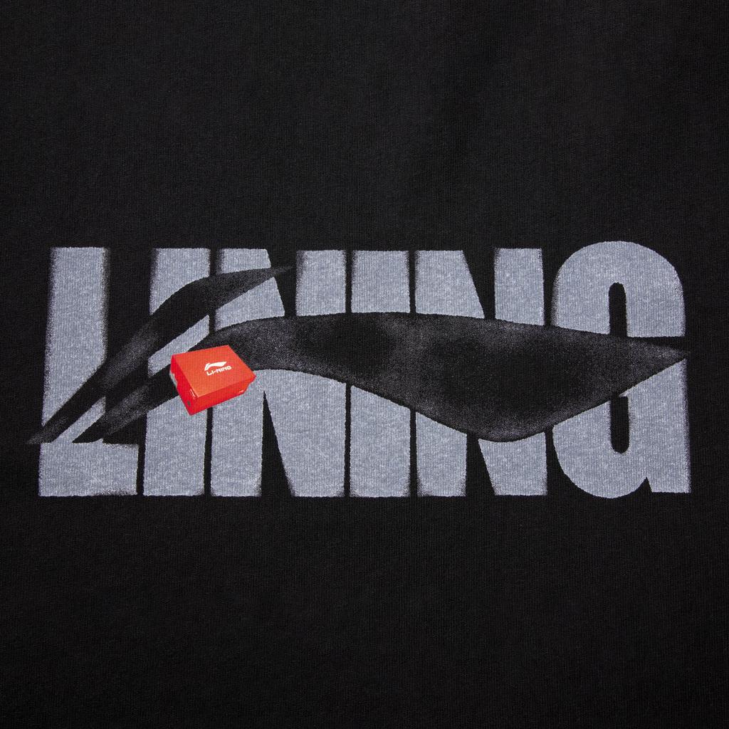 Li Ning Серия Спортивный Стиль Жизни Повседневный Простой Пуловер с Круглым Вырезом Буквенный Свободный Футболка с Коротким Рукавом Унисекс Футболка Черный AHSV741-3