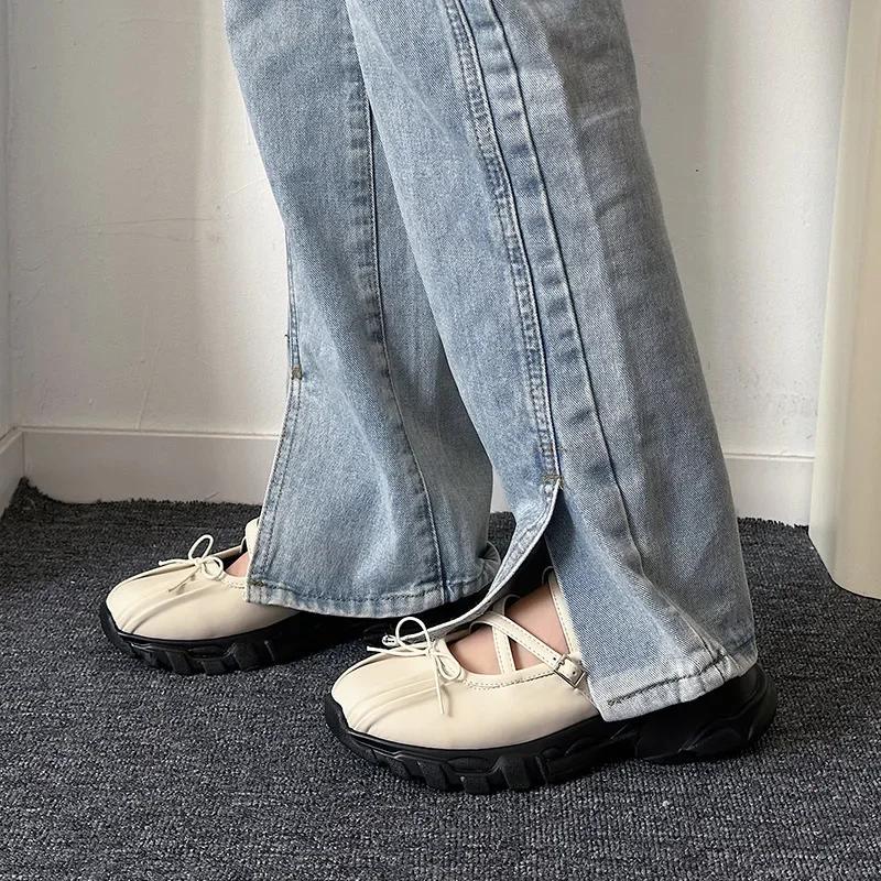 Осенняя женская спортивная обувь на массивном каблуке, модные кроссовки на платформе с узлом-бабочкой, женские повседневные туфли на плоской подошве, уличная обувь Мэри Джейн