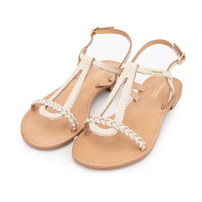 Сандалии с косичкой happy creme с золотой окантовкой Женские LES TROPEZIENNES PAR M.BELARBI