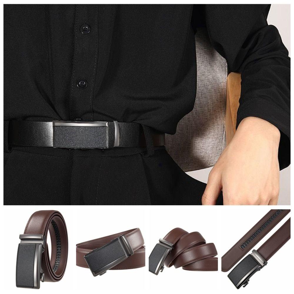 Retro Genuine Leather Belts 110/120/130cm Metal Buckle Belt Business Belt Men Suit