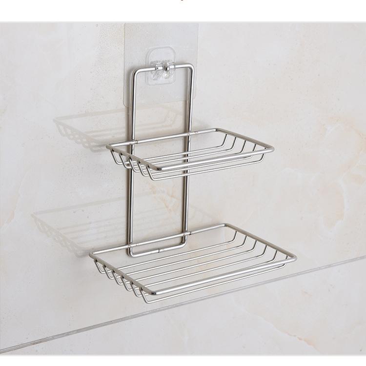 1 шт. двухслойная мыльница без присосок, держатель для мыла в ванной, настенная полка для ванной комнаты из нержавеющей стали