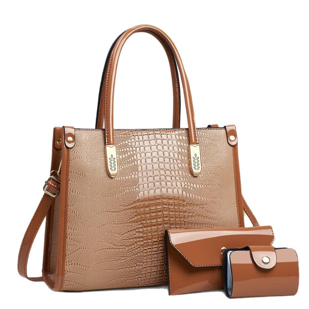 Новая сумка из крокодиловой кожи, три комплекта, сумка через плечо большой емкости, стильный внешний вид, модная сумка через плечо большой емкости