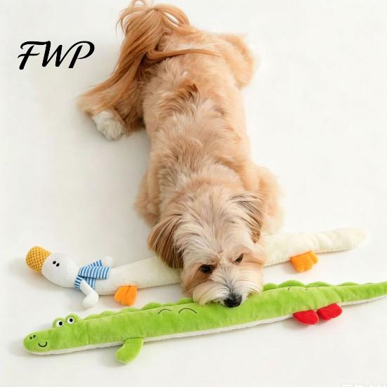 Plush Dog Toys for Teething 40 Inch Extra Long Squeaky Toy, Soft Cartoon Crocodile Duck Safe Pet Dogs Shaped Stuffed Animal Interactive Tug-of-War Toy