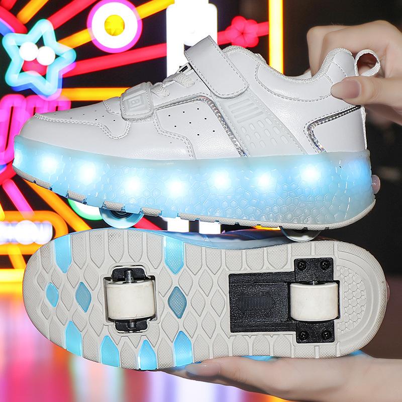 Прямые продажи с фабрики, взрывная обувь, мужские и детские двухколесные заряжаемые кроссовки, высокая ценность 6-16 лет, роликовые коньки с колесами